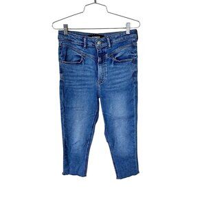 Express Womens Jean Shorts Cropped Skinny High Rise Capri Pants 4R Medium Wash
